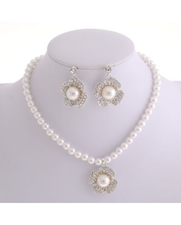 Pearl Necklace Earring Set
