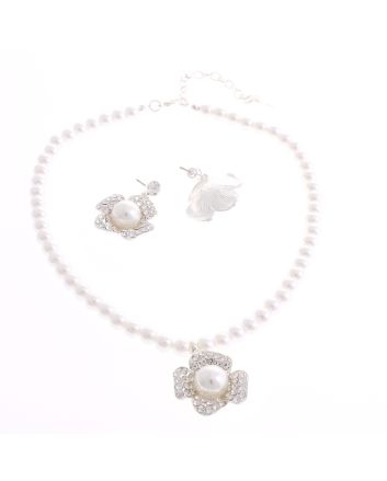 Pearl Necklace Earring Set