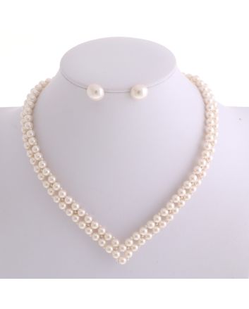 Pearl Necklace Earring Set