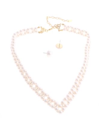 Pearl Necklace Earring Set