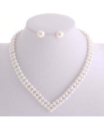 Pearl Necklace Earring Set
