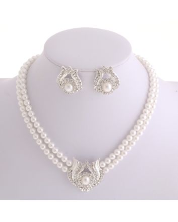 Pearl Necklace Earring Set