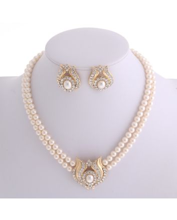Pearl Necklace Earring Set