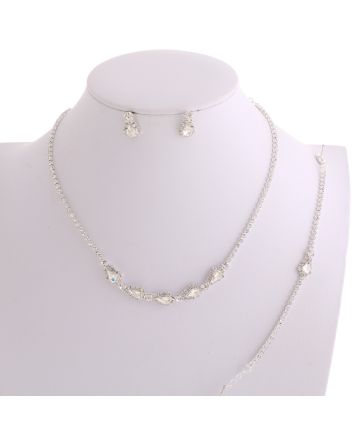 Rhinestone Necklace Earring Set