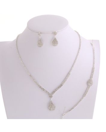 Rhinestone Necklace Earring Set