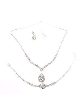 Rhinestone Necklace Earring Set