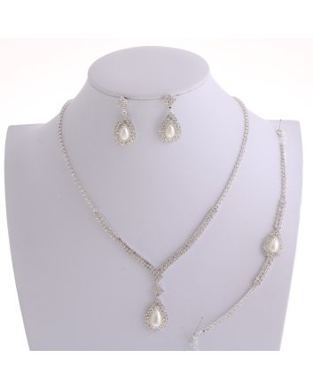 Rhinestone Necklace Earring Set