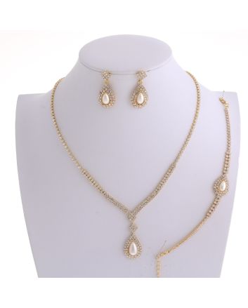 Rhinestone Necklace Earring Set