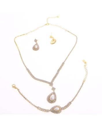 Rhinestone Necklace Earring Set