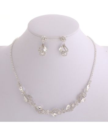 Rhinestone Necklace Earring Set