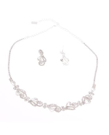 Rhinestone Necklace Earring Set