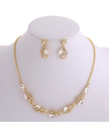 Rhinestone Necklace Earring Set