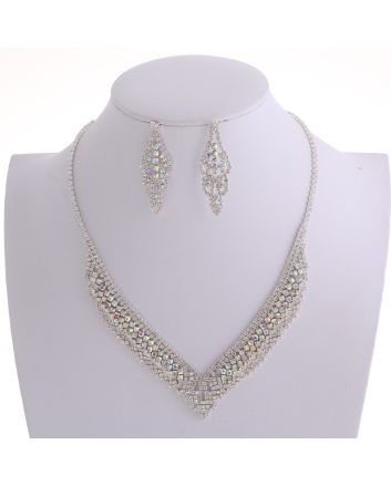 Rhinestone Necklace Earring Set