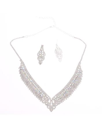 Rhinestone Necklace Earring Set