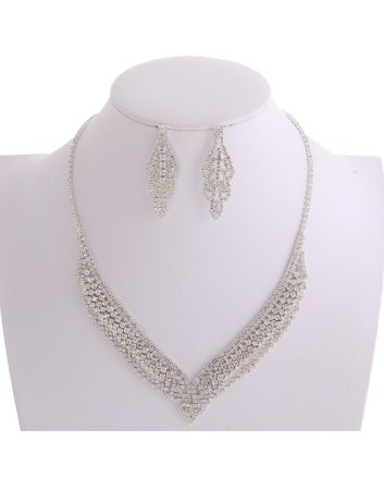 Rhinestone Necklace Earring Set