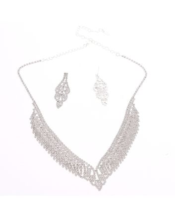 Rhinestone Necklace Earring Set