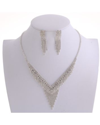 Rhinestone Necklace Earring Set