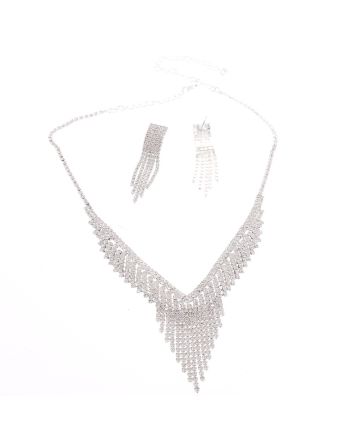 Rhinestone Necklace Earring Set