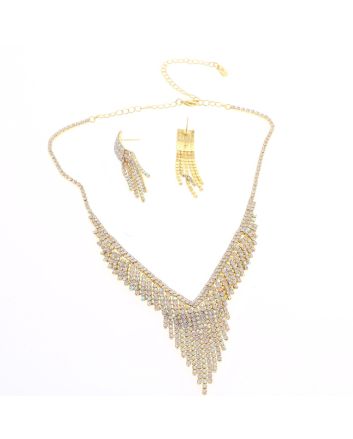 Rhinestone Necklace Earring Set