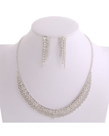 Rhinestone Necklace Earring Set