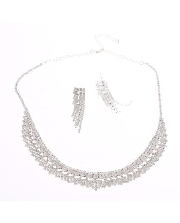 Rhinestone Necklace Earring Set