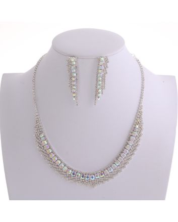 Rhinestone Necklace Earring Set
