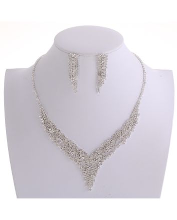 Rhinestone Necklace Earring Set