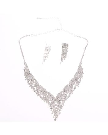Rhinestone Necklace Earring Set