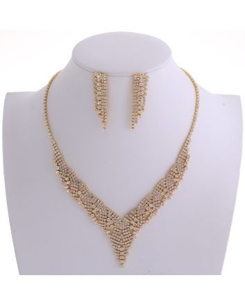 Rhinestone Necklace Earring Set