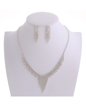 Rhinestone Necklace Earring Set