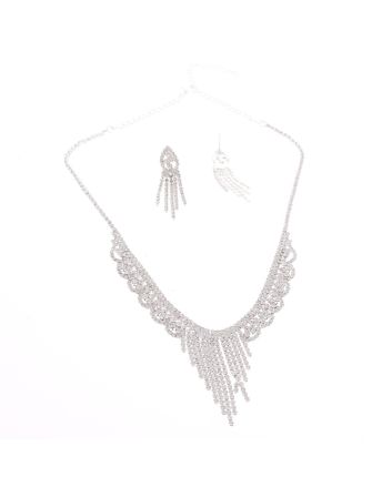 Rhinestone Necklace Earring Set