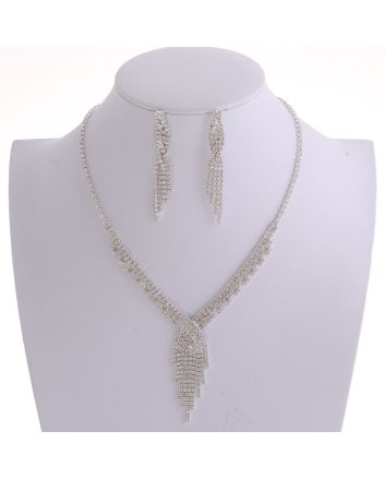 Rhinestone Necklace Earring Set