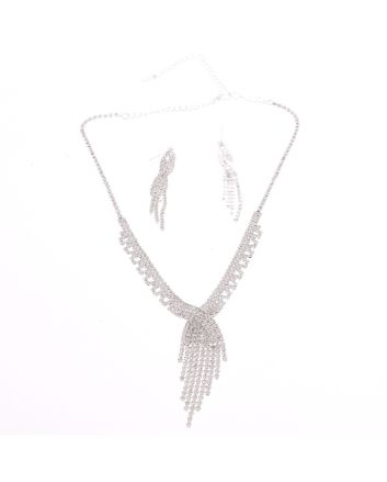 Rhinestone Necklace Earring Set