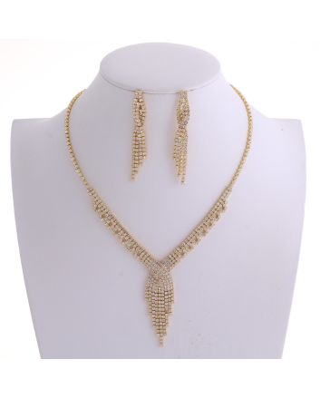 Rhinestone Necklace Earring Set