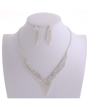 Rhinestone Necklace Earring Set