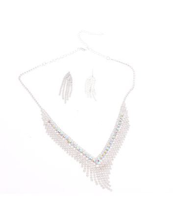 Rhinestone Necklace Earring Set