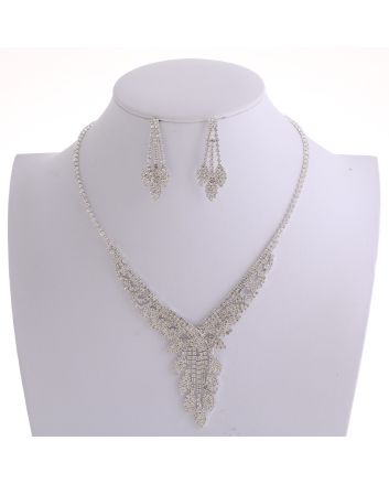 Rhinestone Necklace Earring Set