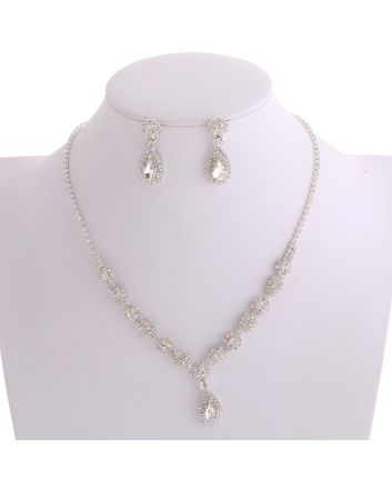 Rhinestone Necklace Earring Set