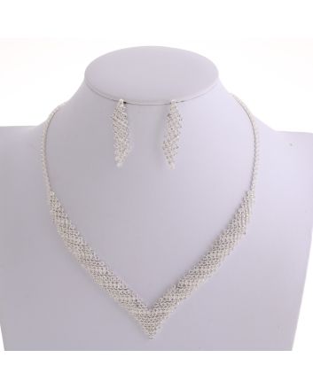 Rhinestone Necklace Earring Set