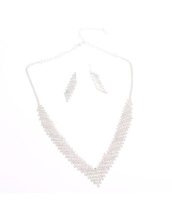 Rhinestone Necklace Earring Set