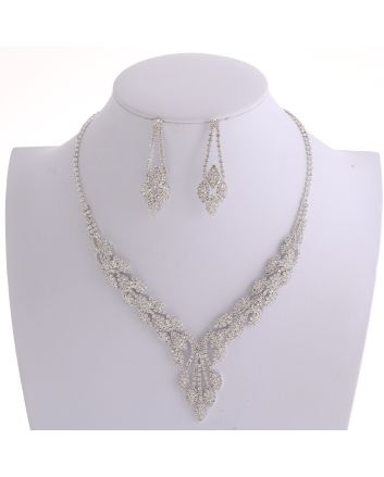 Rhinestone Necklace Earring Set