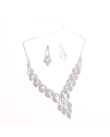 Rhinestone Necklace Earring Set