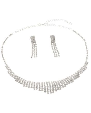 Rhinestone Necklace Earring Set