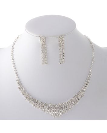 Rhinestone Necklace Earring Set
