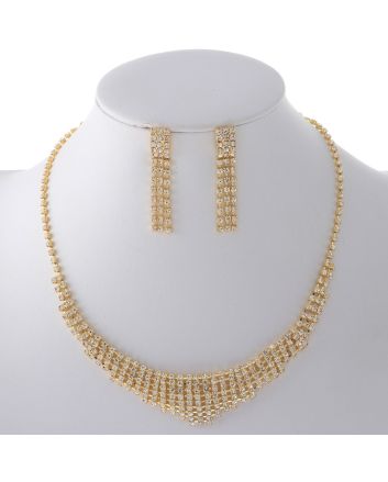 Rhinestone Necklace Earring Set