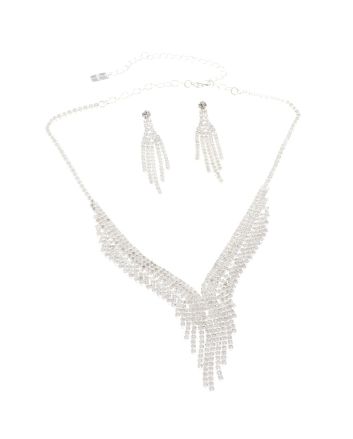 Rhinestone Necklace Earring Set