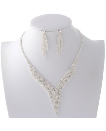 Rhinestone Necklace Earring Set