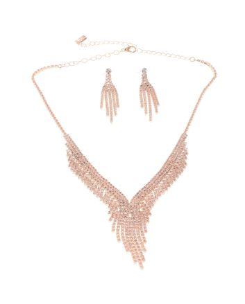Rhinestone Necklace Earring Set