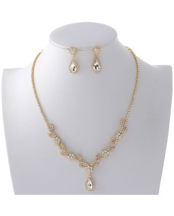 Rhinestone Necklace Earring Set