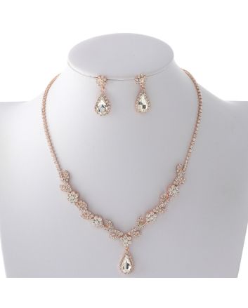 Rhinestone Necklace Earring Set